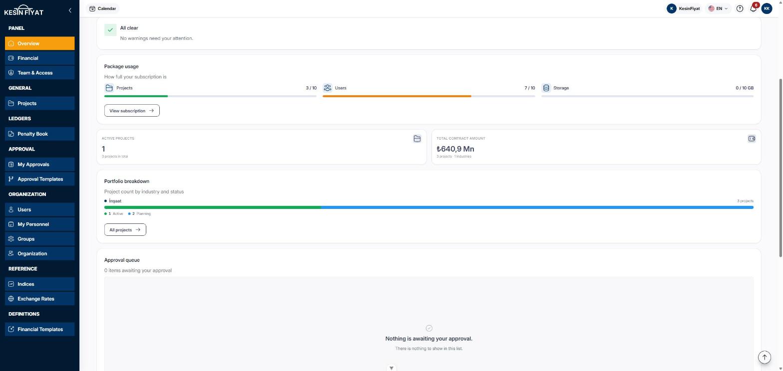 Bottom of the Overview screen: portfolio breakdown, approval queue and recent activity